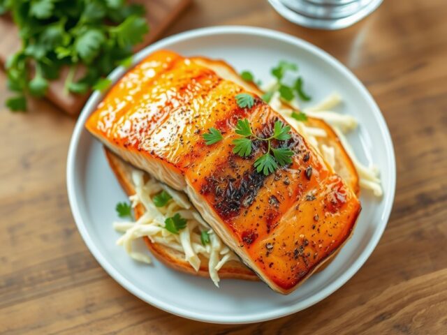 Geroosterde Atlantische zalm op toast