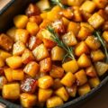 Geroosterde honing en rozemarijn aardappeltjes