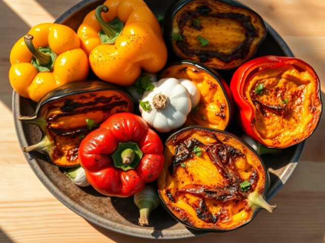 Geroosterde paprika en aubergine