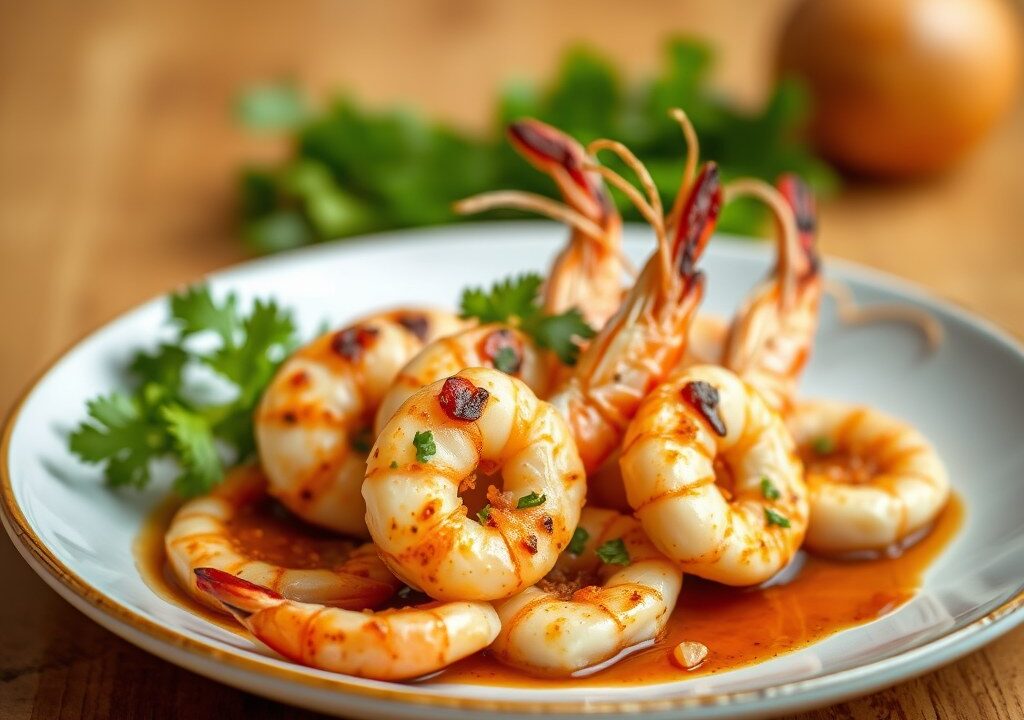 Geroosterde scampi, AI-gegenereerde illustratie