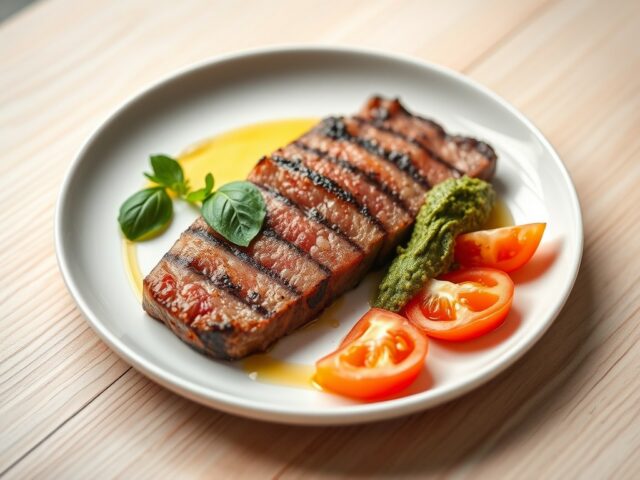 Geroosterde tonijn met basilicumpesto