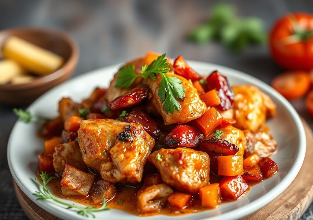 Gesauteerde Portugese kip piri-piri — AI-gegenereerde illustratie