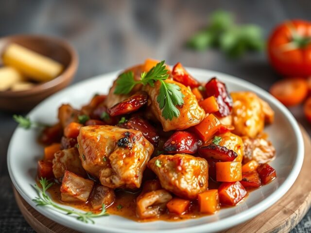 Gesauteerde Portugese kip piri-piri