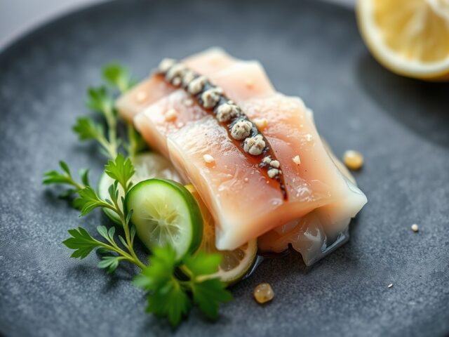 Geschroeide sashimi van makreel