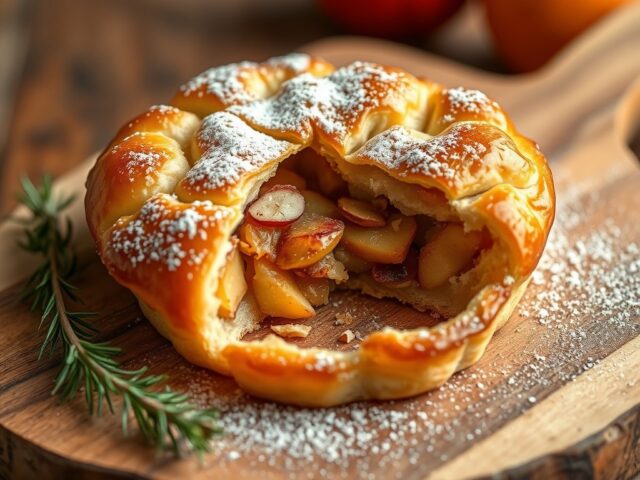 Gesloten taart met appel en calvados