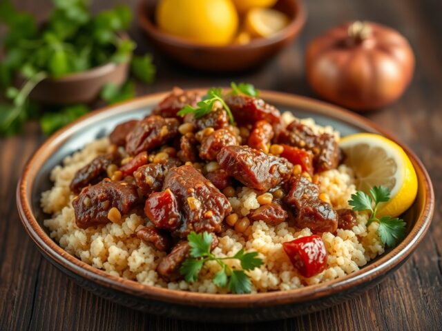 Gestoofd lamsvlees met kruiden en couscous