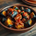 Gestoofde aubergines