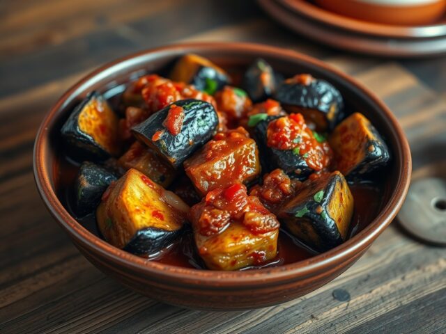 Gestoofde aubergines