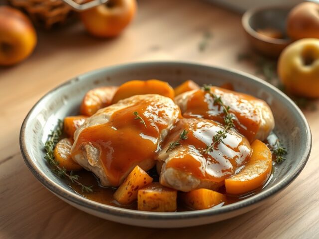 Gestoofde kip met appelkaramel