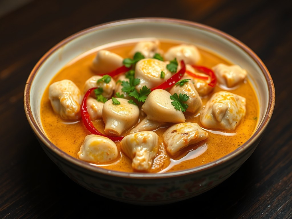 Gestoofde krachtige knoflookkip, spicy!!!, AI-gegenereerde illustratie