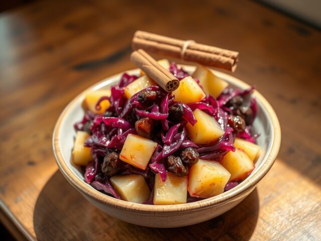 Gestoofde rode kool met ananas, appel en kaneel