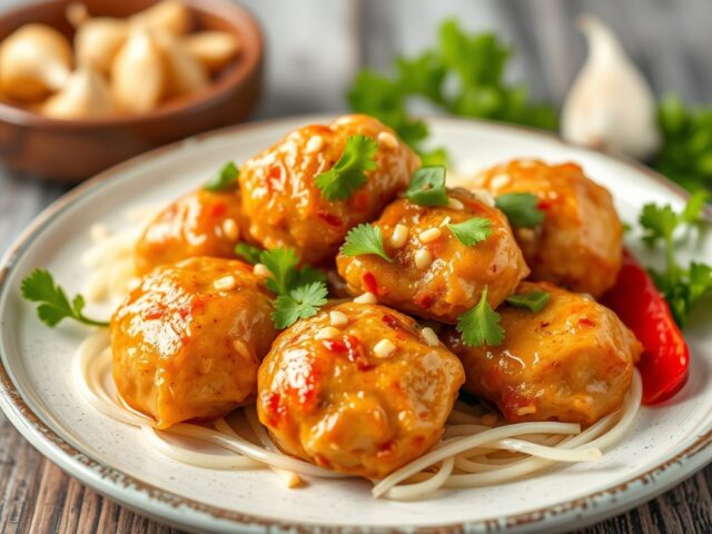 Gestoomde krab-kip gehaktballetjes