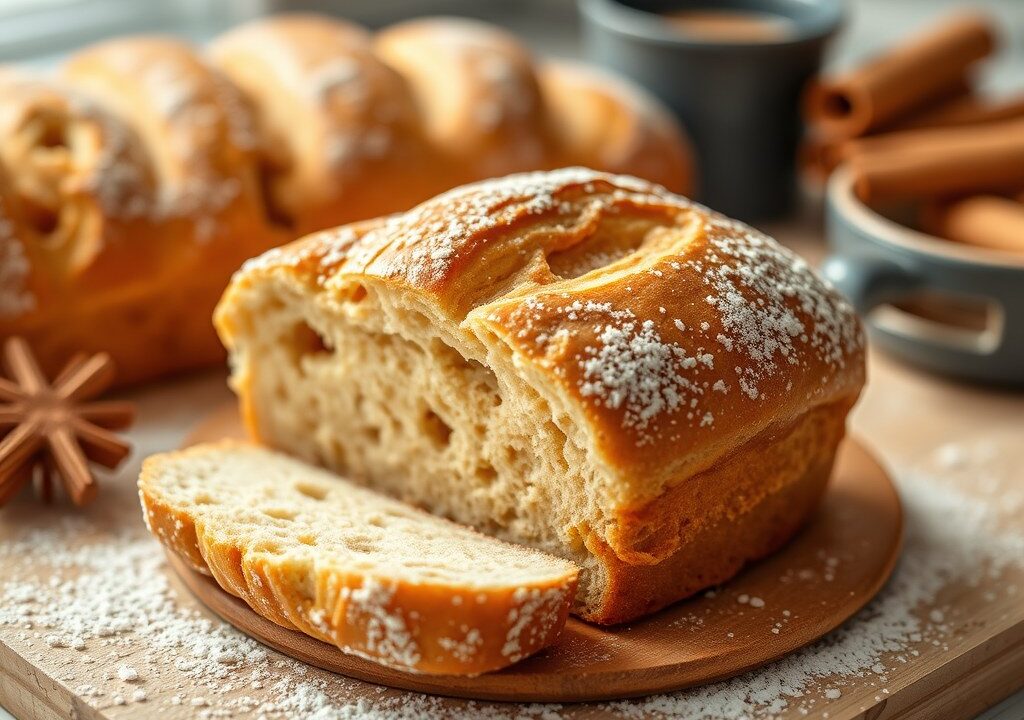 Gevlochten kaneelbrood, AI-gegenereerde illustratie