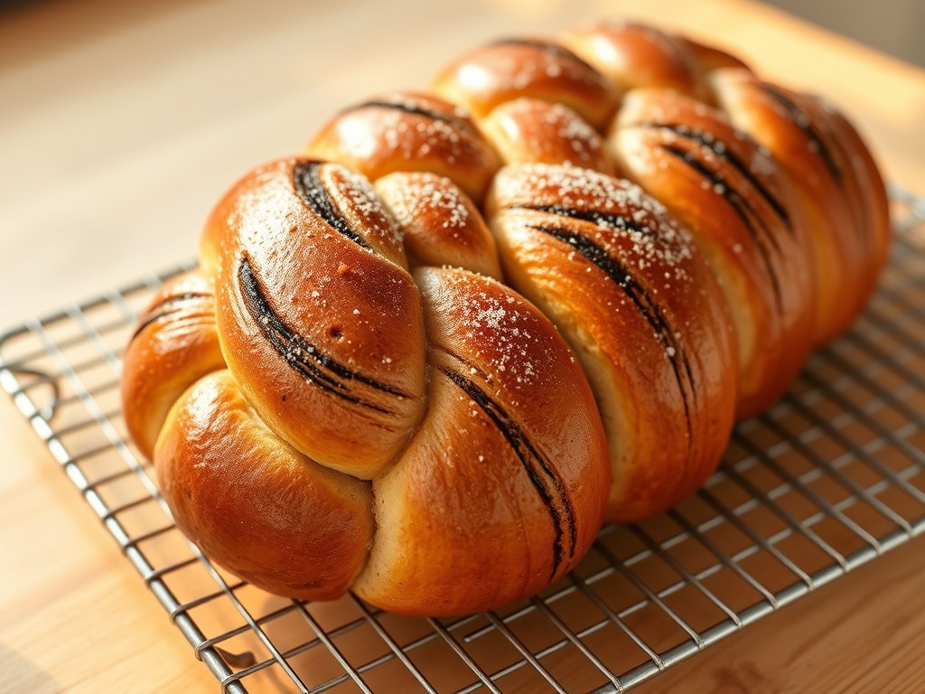 Gevlochten kaneelbrood, AI-gegenereerde illustratie