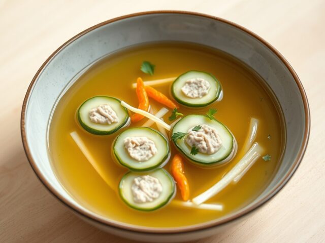 Gevogeltebouillon met Gevulde Komkommer