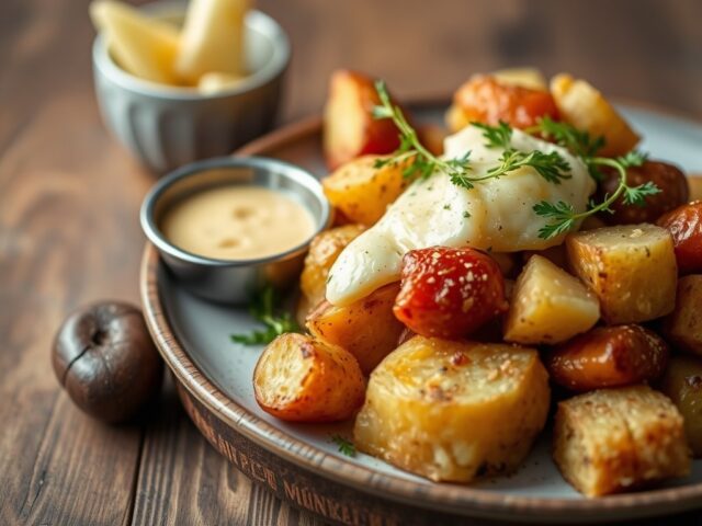 Gevulde aardappel met Brugge Broodje Apero — AI-gegenereerde illustratie