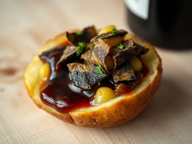 Gevulde aardappel met truffel en port