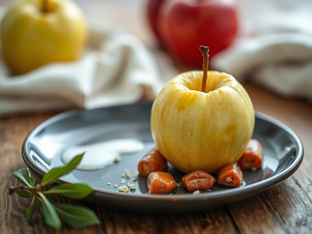 Gevulde appels met bloedworst, AI-gegenereerde illustratie