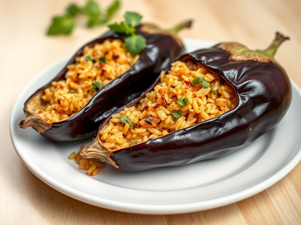 Gevulde Aubergines, AI-gegenereerde illustratie