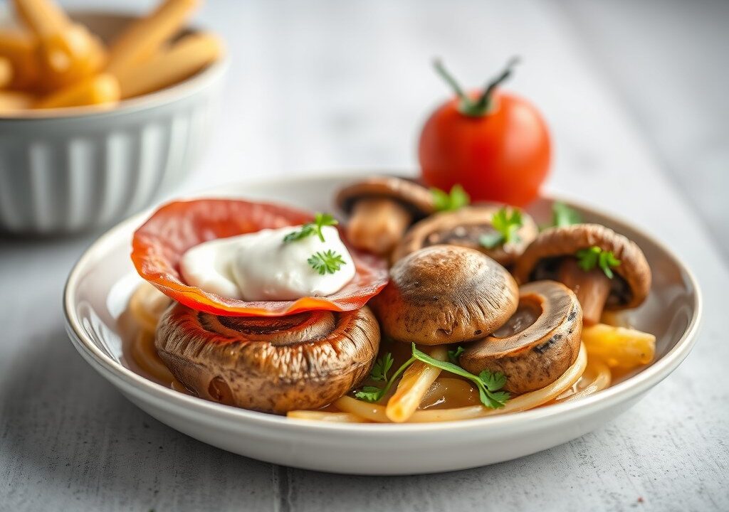 Gevulde champignons, AI-gegenereerde illustratie