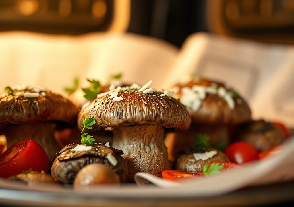 Gevulde champignons in de oven, AI-gegenereerde illustratie