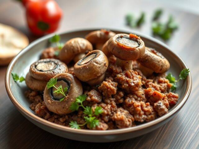 Gevulde champignons met chorizo — AI-gegenereerde illustratie