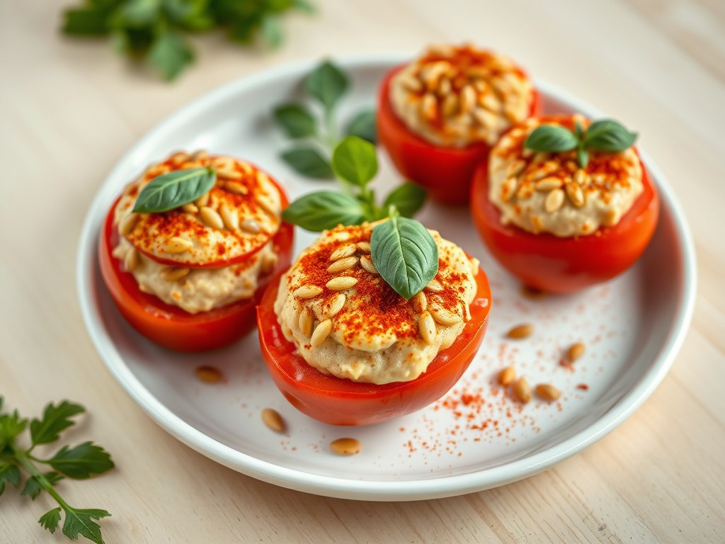 Gevulde chili tomaten, AI-gegenereerde illustratie