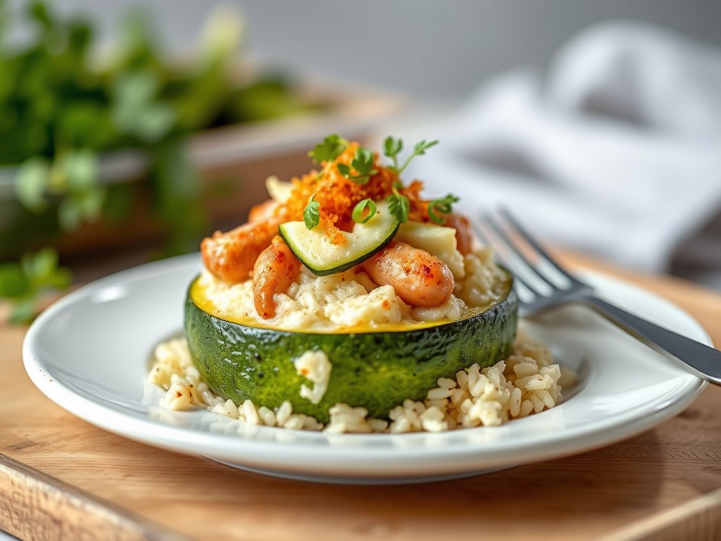 Gevulde courgette, AI-gegenereerde illustratie