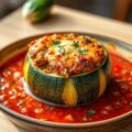 Gevulde courgette met gehakt en tomatensaus
