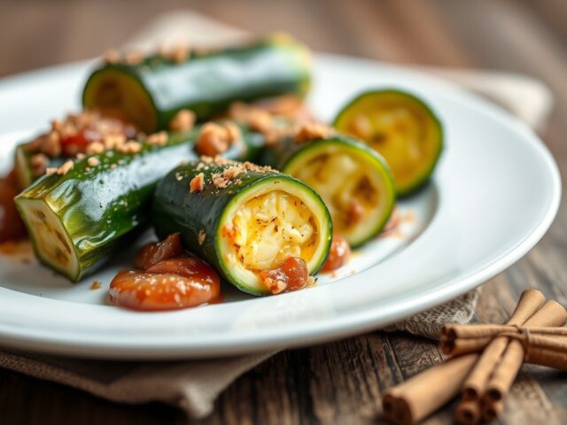 Gevulde courgette met meiraap — AI-gegenereerde illustratie
