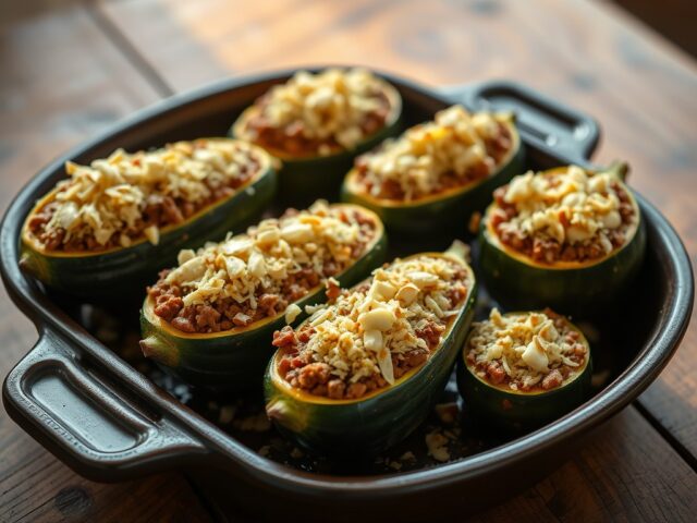 Gevulde courgettes met bitterkoekjes