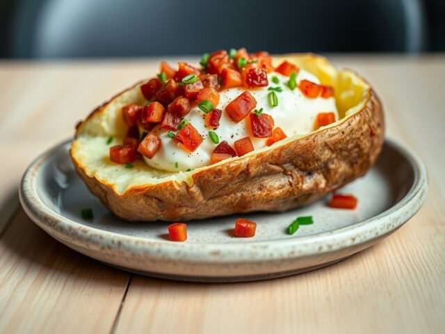 Gevulde gepofte aardappel