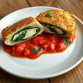 Gevulde kalfssnitzel met tomatensaus