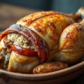 Gevulde kip met paprika in de ramertopf