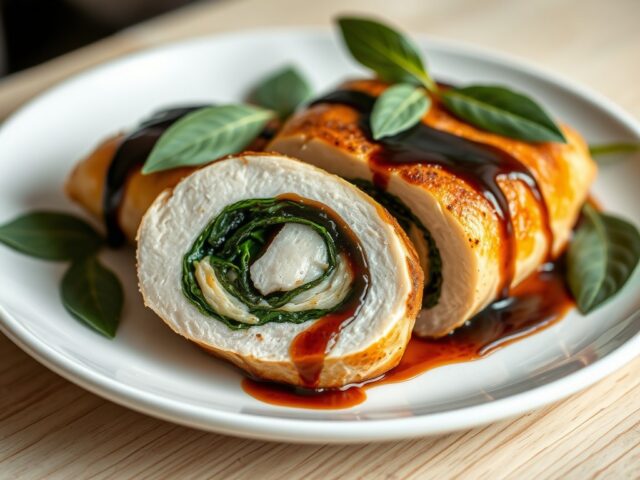 Gevulde kipfilet met ham