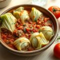 Gevulde koolrolletjes in tomatensaus