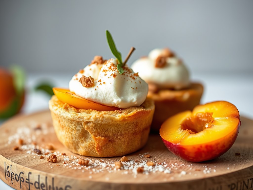Gevulde nectarines met amandelkoekjes, AI-gegenereerde illustratie