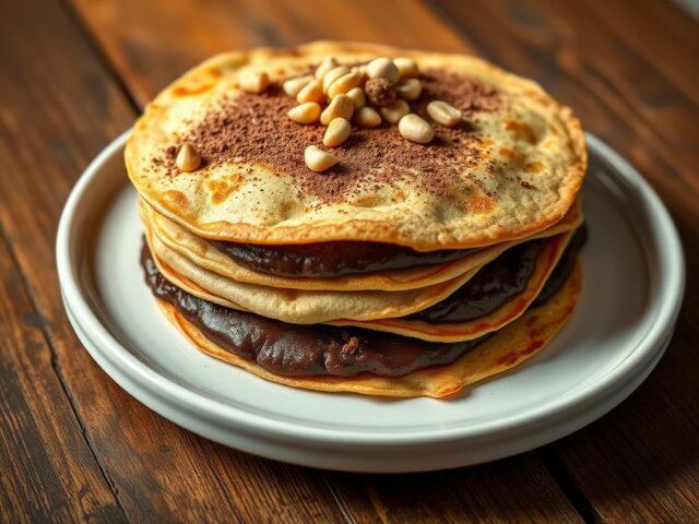 Gevulde pannekoeken met browniebeslag