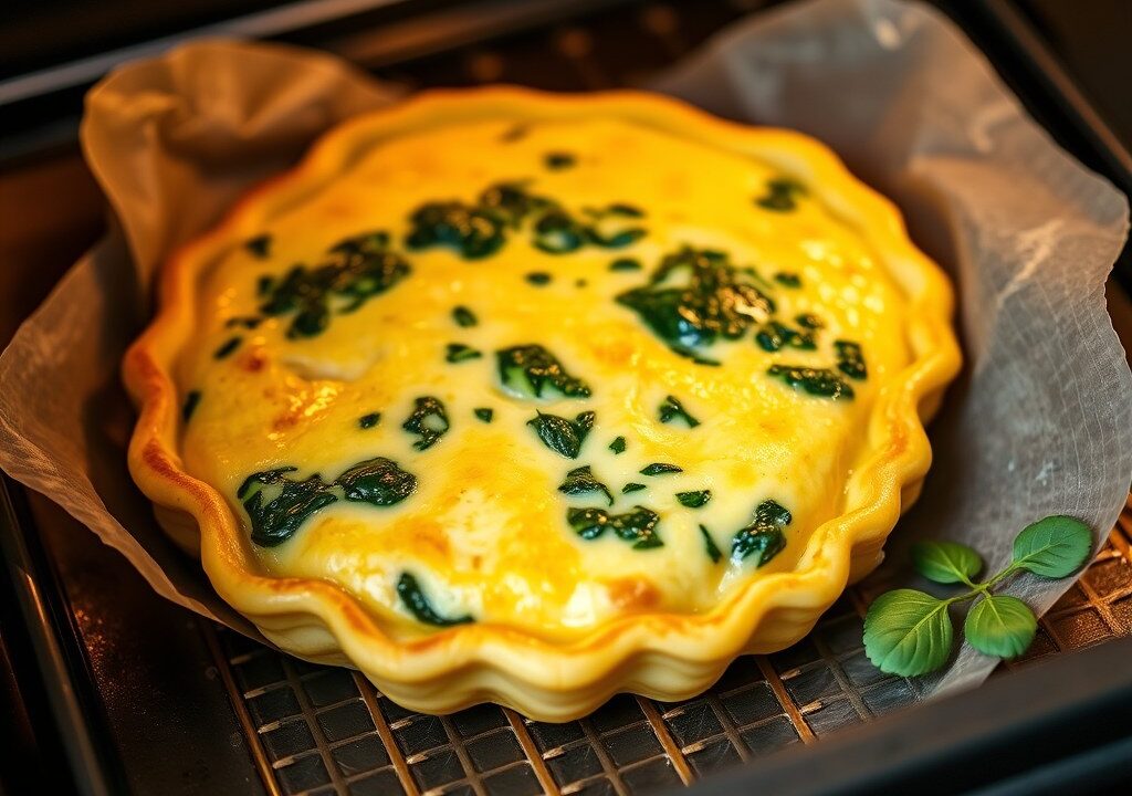 Gevulde pannekoeken met spinazie in de oven, AI-gegenereerde illustratie