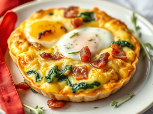 Gevulde pannenkoeken met spinazie en spek — AI-gegenereerde illustratie