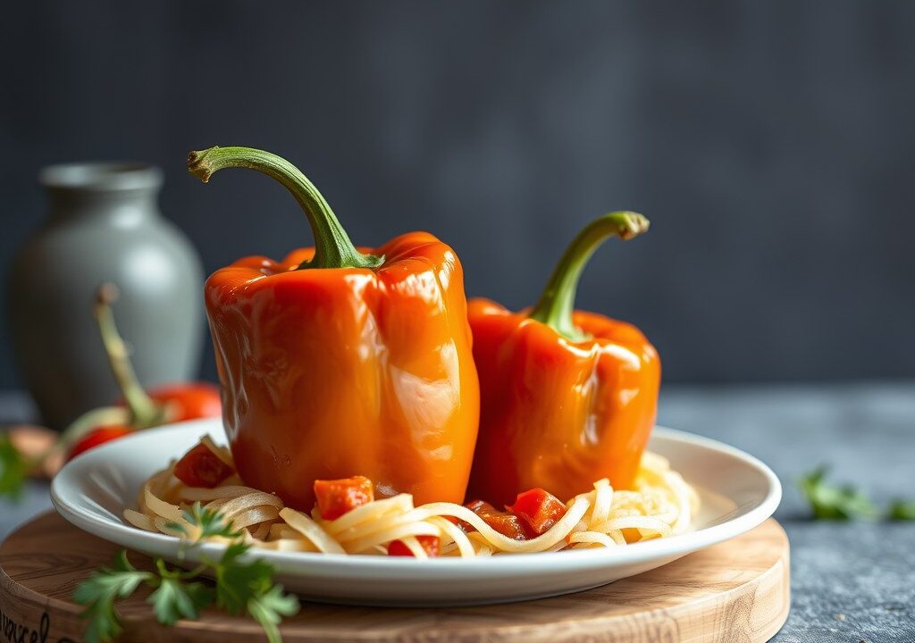 Gevulde paprika in vastenstijl — AI-gegenereerde illustratie