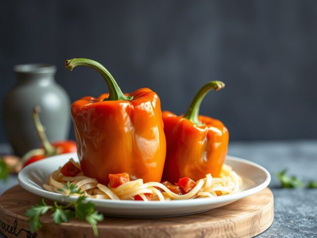 Gevulde paprika in vastenstijl — AI-gegenereerde illustratie