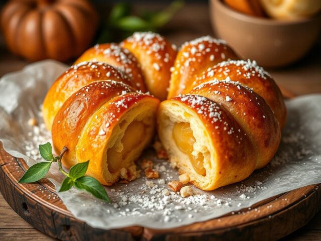 Gevulde perzik uit de oven — AI-gegenereerde illustratie