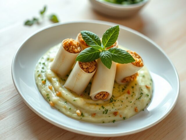 Gevulde pijlinktvis met aardappel-peterseliepuree