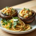 Gevulde portobello’s met rucolapasta