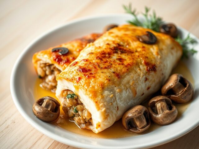 Gevulde schar met Brugs Broodje en Parijse champignons