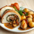 Gevulde scharrelkipfilet met truffelsaus, krieltje