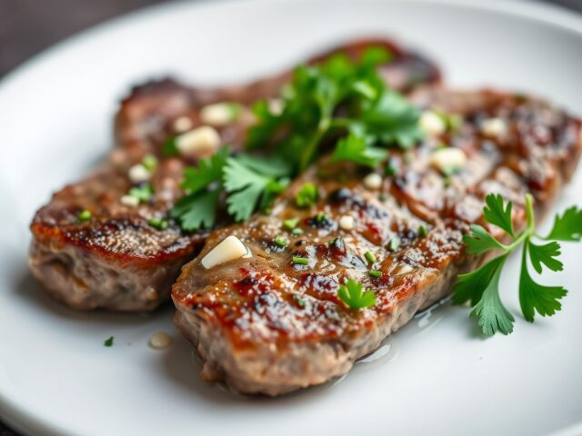 Gevulde steak met Parmezaanse kaas en peterselie — AI-gegenereerde illustratie