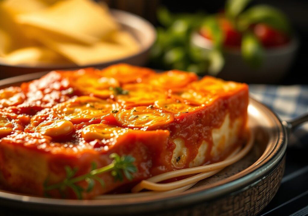 Gevulde Tofu-tomaat uit de oven — AI-gegenereerde illustratie