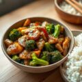Gewokte kip met broccoli en gember